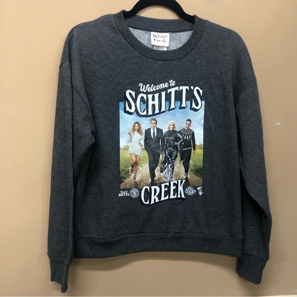 Schitts Creek Graphic Sweater Gray Womens NWT - Picture 1 of 3